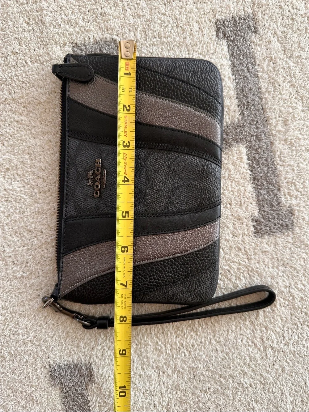 Coach Two-Tone Black and Gray Leather Wristlet